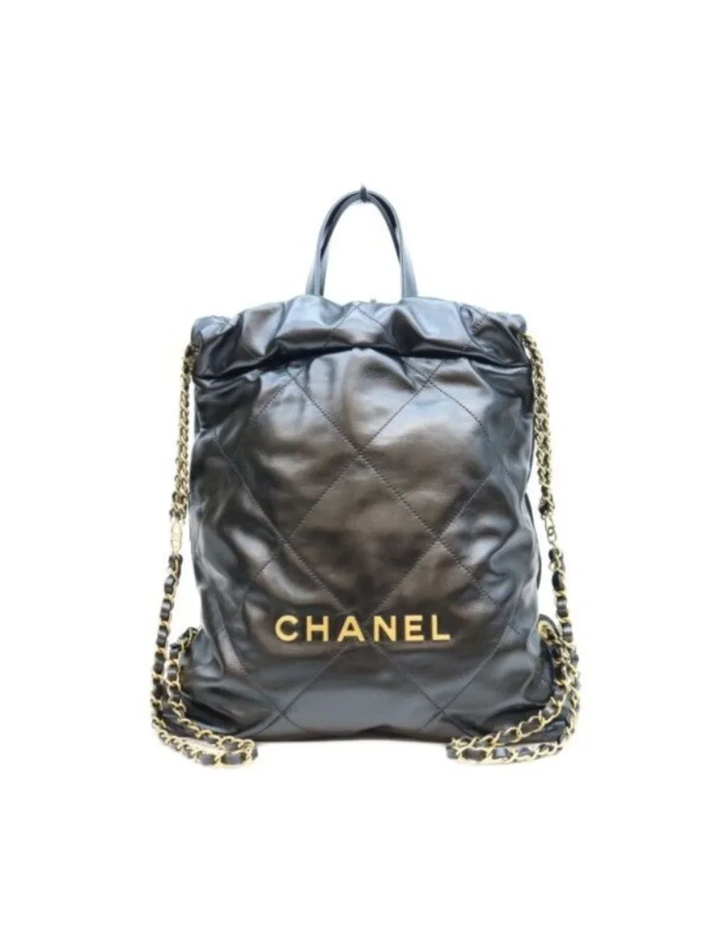 Chanel Black 22 Shiny Calf Small Backpack
